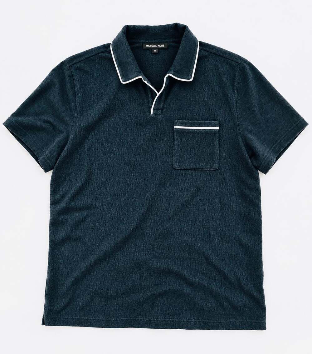 Michael Kors Johnny Terry Cloth Polo Shirt XL Blue Pocket